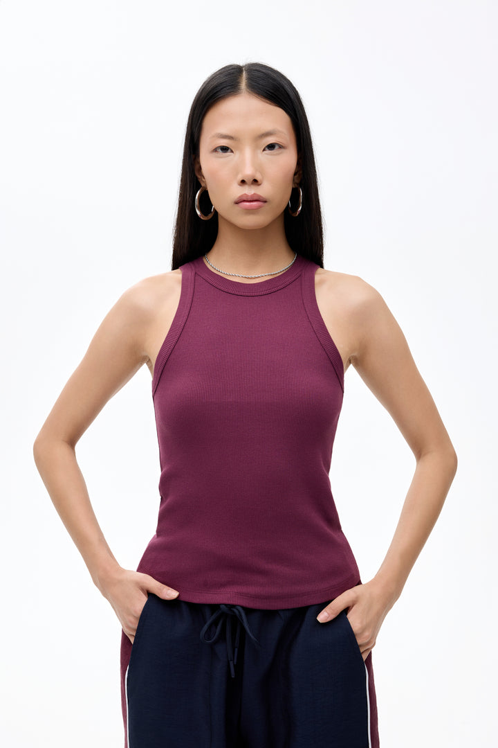 Halter Yaka Basic Fitilli Atlet Mürdüm