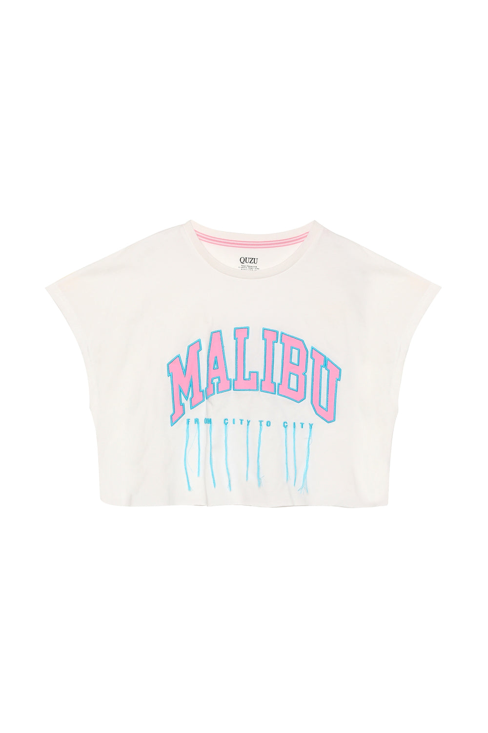 Malibu Baskılı Crop Tişört Ekru