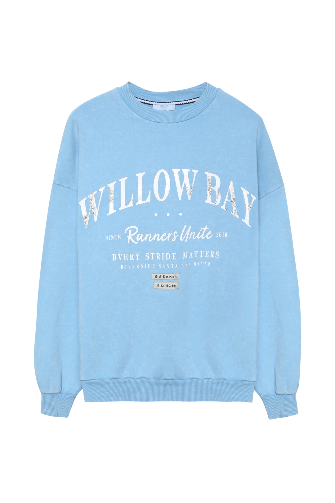 Etiket Aksesuarlı Yazılı Sweatshirt Mavi