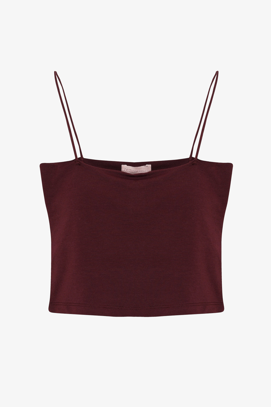 Modal Askılı Crop Basic Atlet Bordo