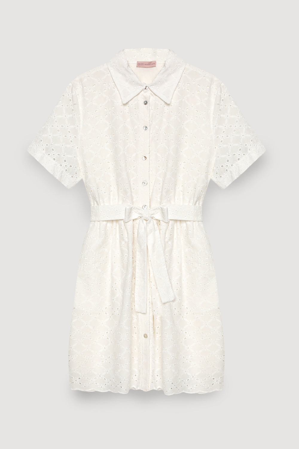 Fisto Detaylı Bağlamalı Mini Elbise Ekru