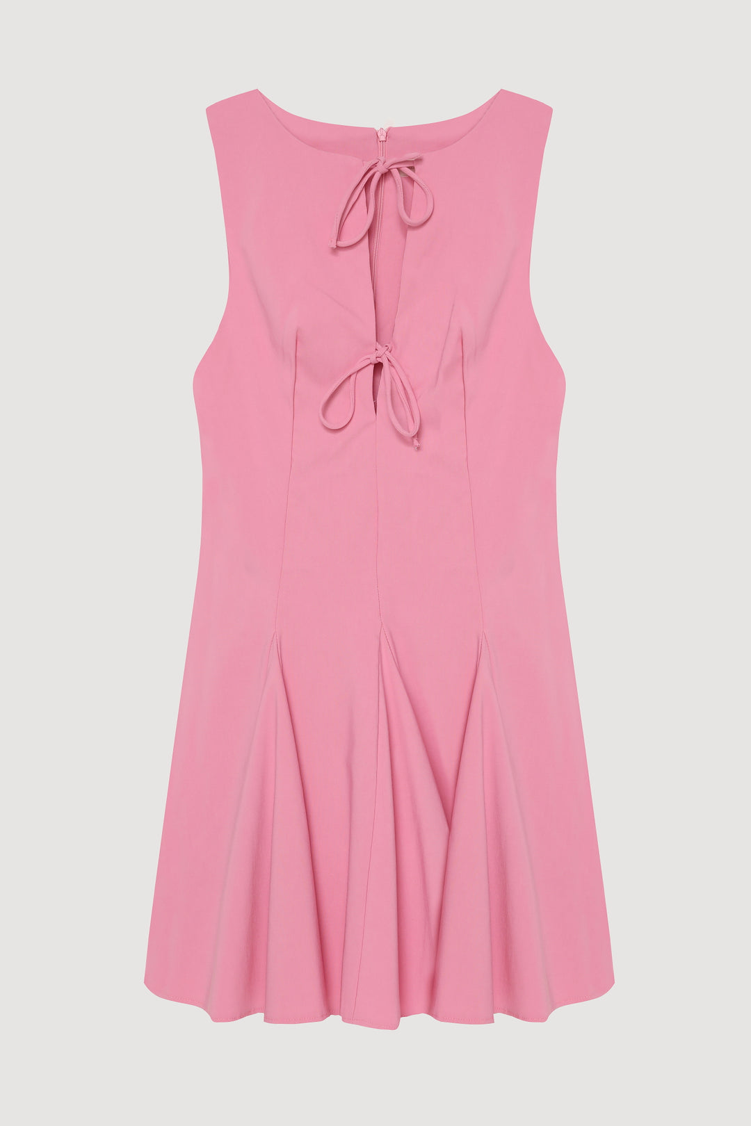 Fiyonk Bağlamalı Volanlı Mini Elbise Pembe