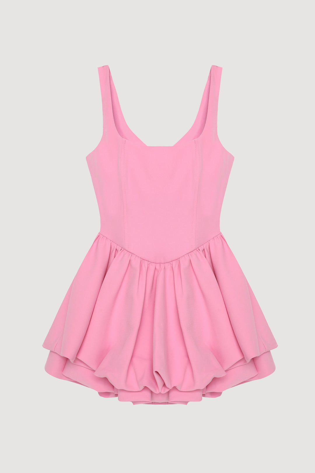 Balen Detaylı Volanlı Mini Elbise Pembe