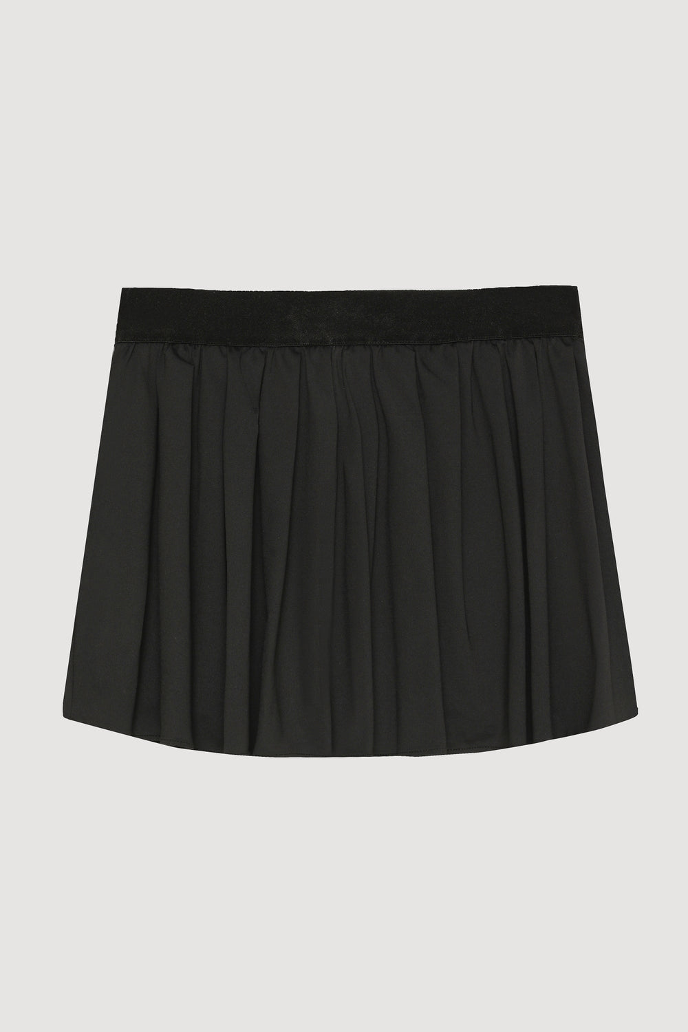 İçi Şortlu Beli Lastikli Pileli Mini Etek Siyah