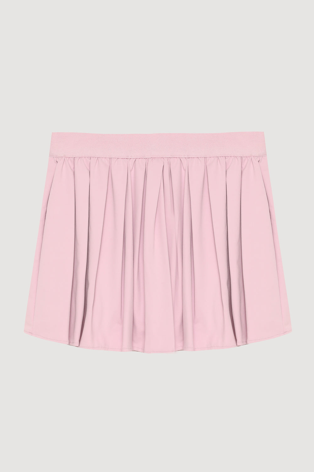 İçi Şortlu Beli Lastikli Pileli Mini Etek Pembe