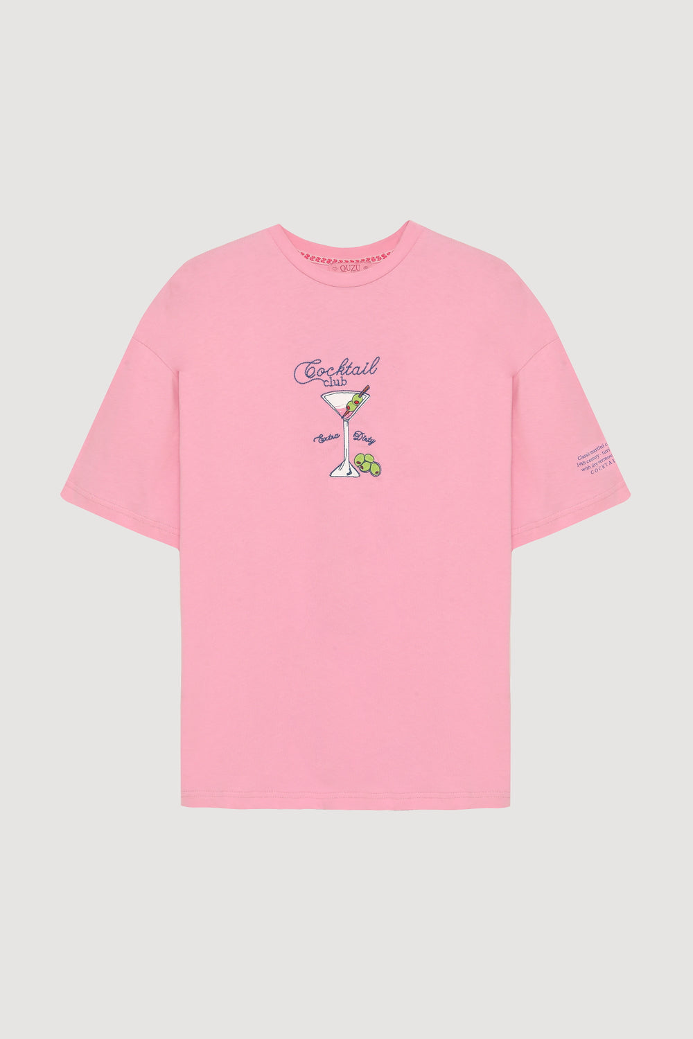 Bardak Baskılı Oversize Tişört Pembe