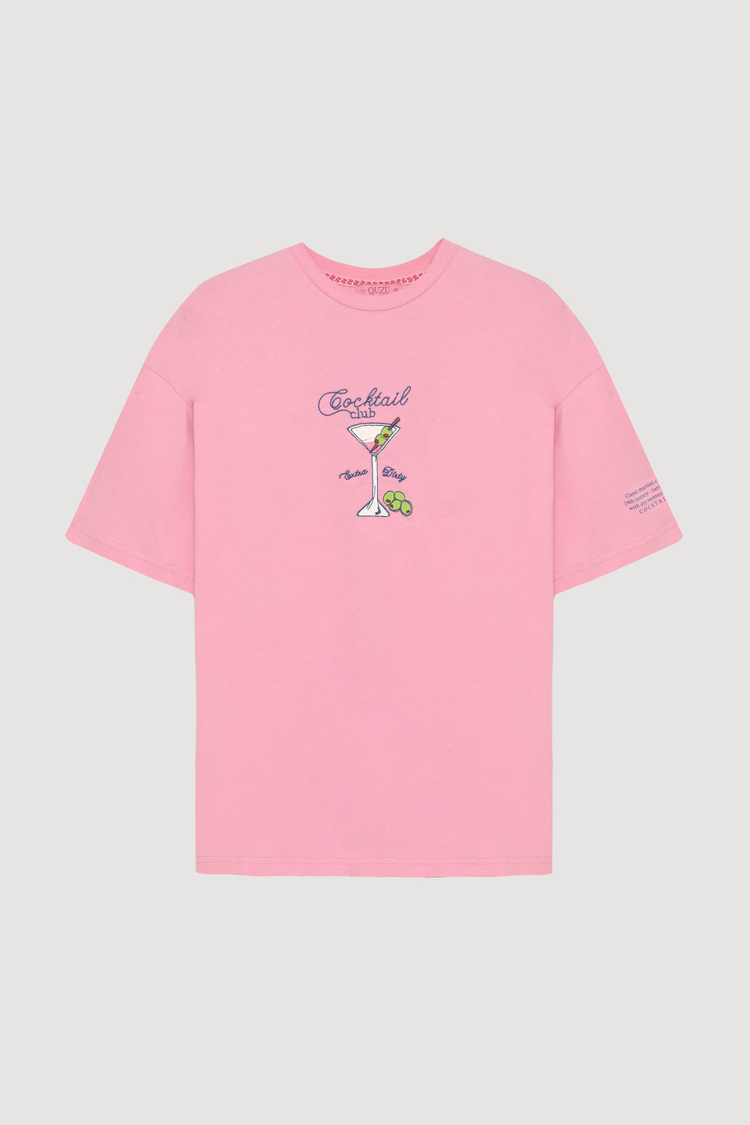 Bardak Baskılı Oversize Tişört Pembe
