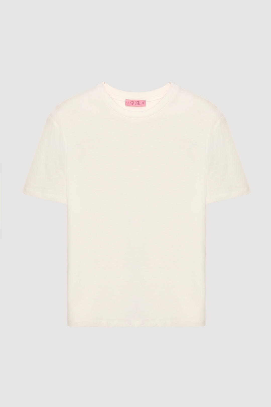 Bisiklet Yaka Oversize Basic Tişört Ekru