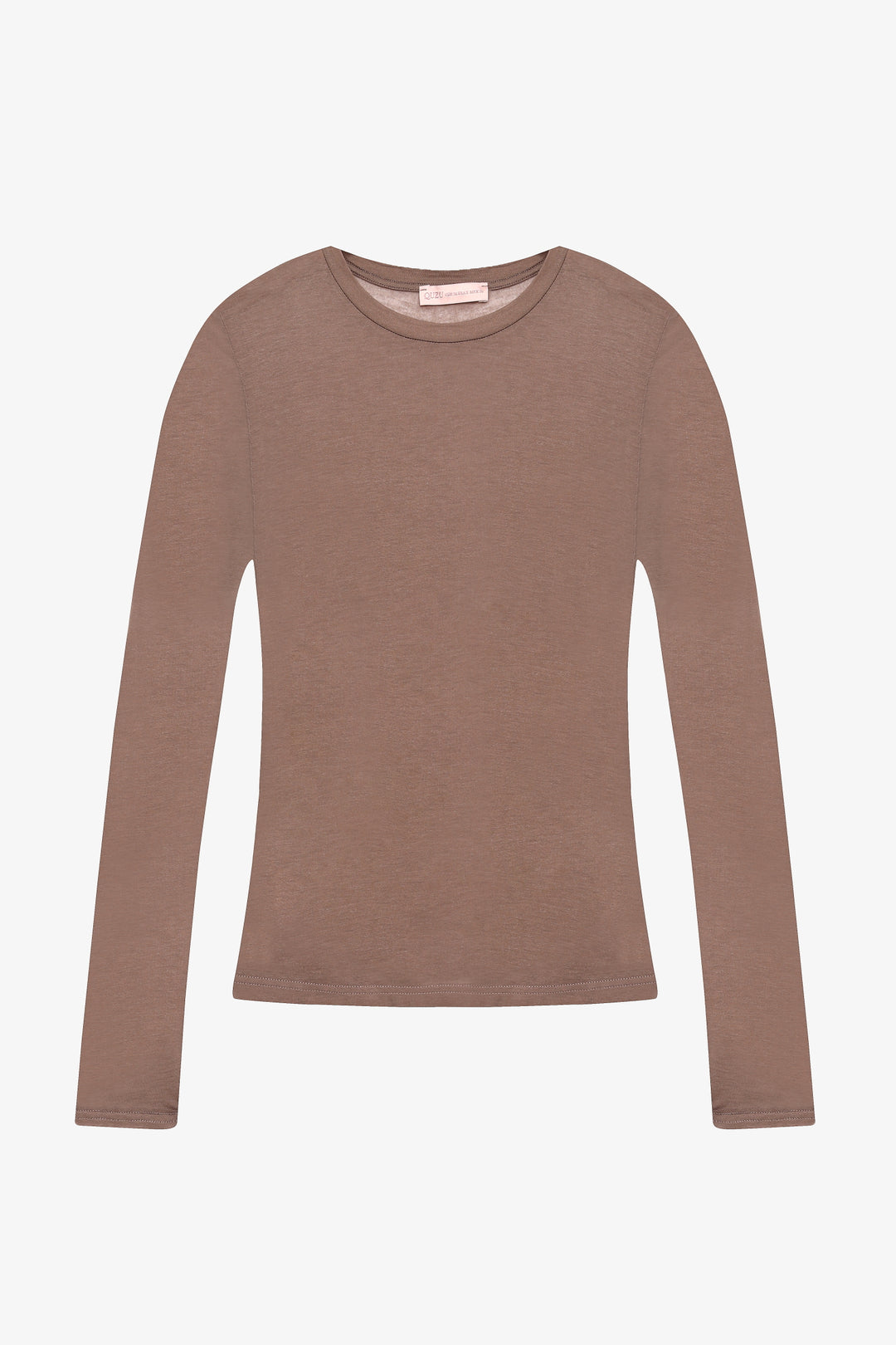 Bisiklet Yaka Basic Bluz Vizon