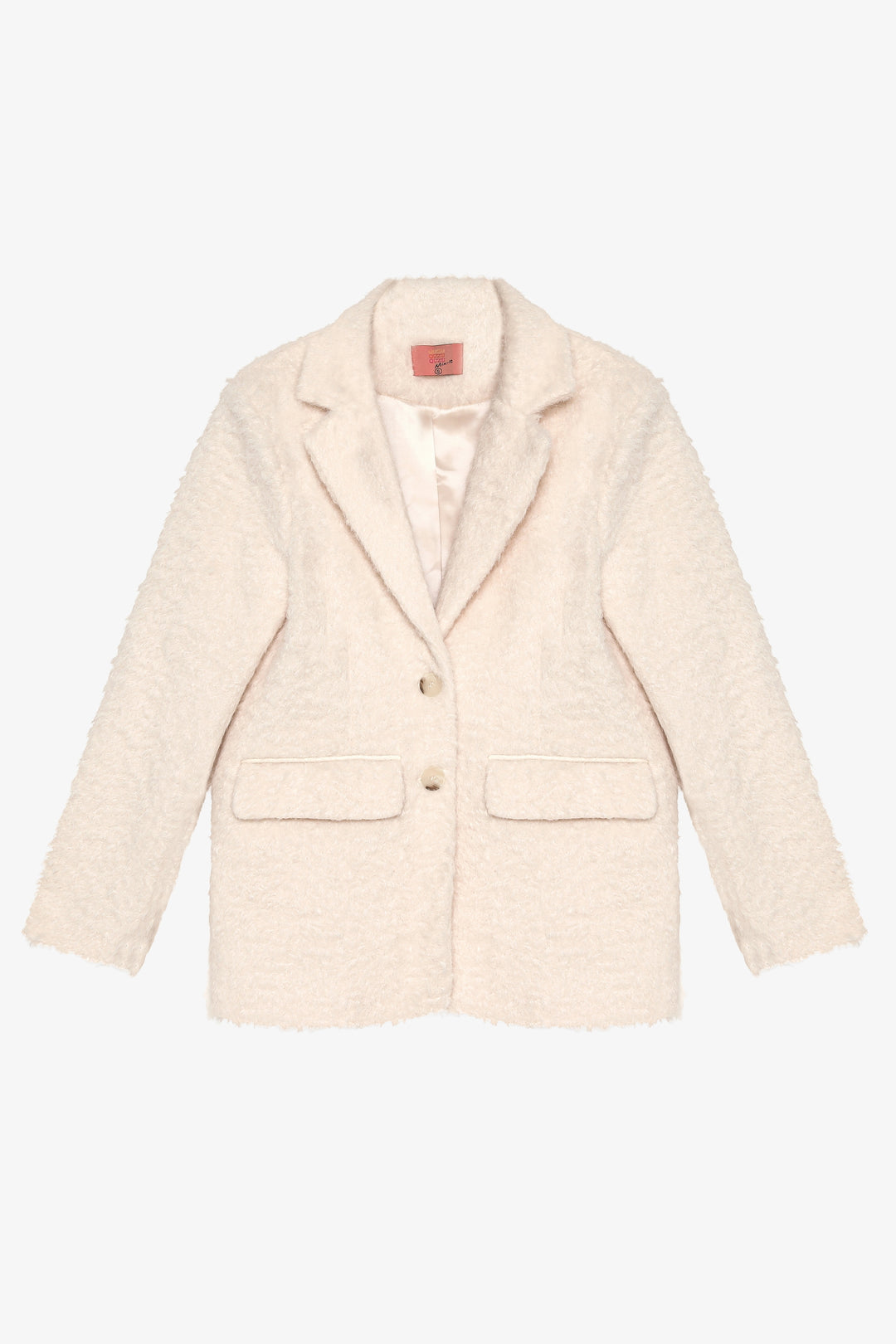 Tüylü Dokulu Oversize Blazer Ceket Ekru