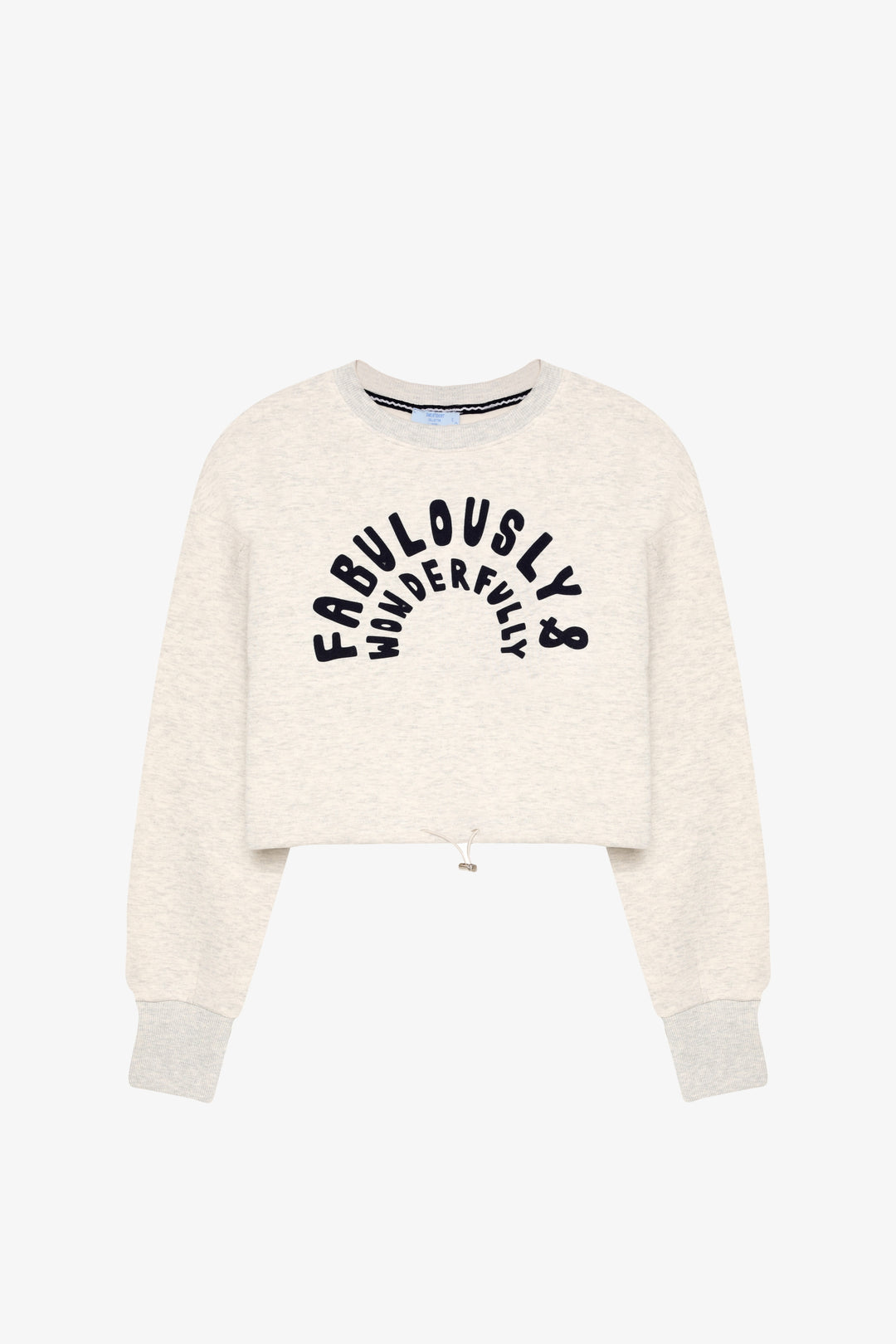 Yazı Baskılı Bel Stoperli Bisiklet Yaka Sweatshirt Grimelanj
