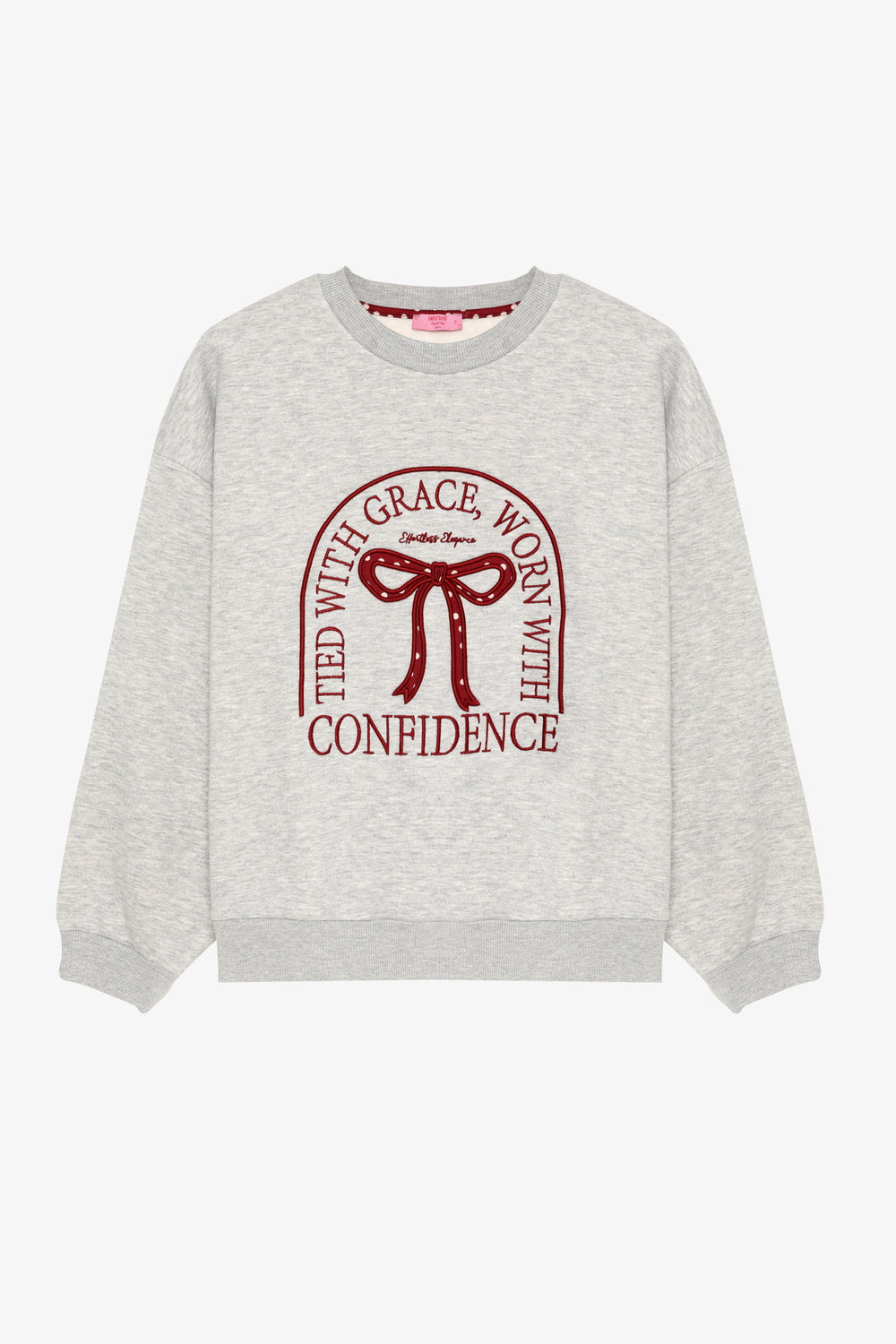 Kurdele ve Yazı Nakışlı Oversize Sweatshirt Grimelanj
