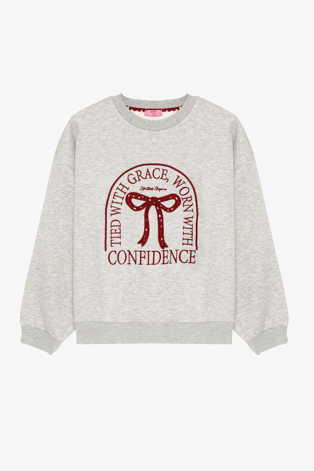 Kurdele ve Yazı Nakışlı Oversize Sweatshirt Grimelanj