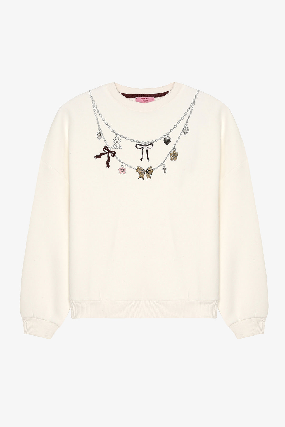 Charm Aksesuarlı Oversize Sweatshirt Ekru