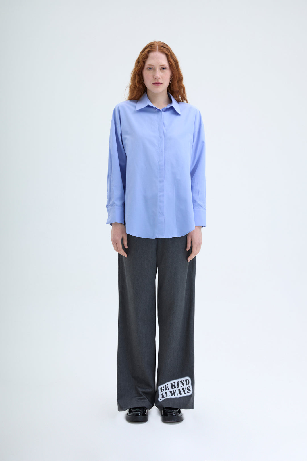 Oversize Basic Gömlek Koyu Mavi