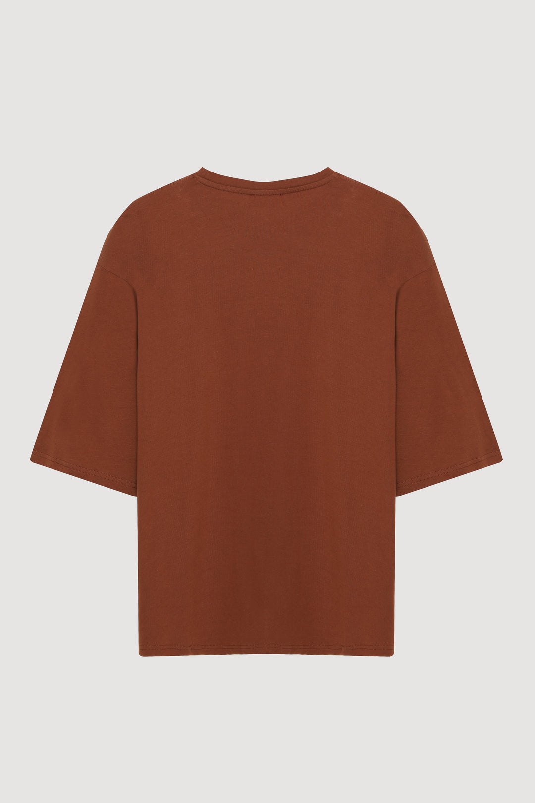 Trojan Sleeve Basic Oversize T-Shirt Brown