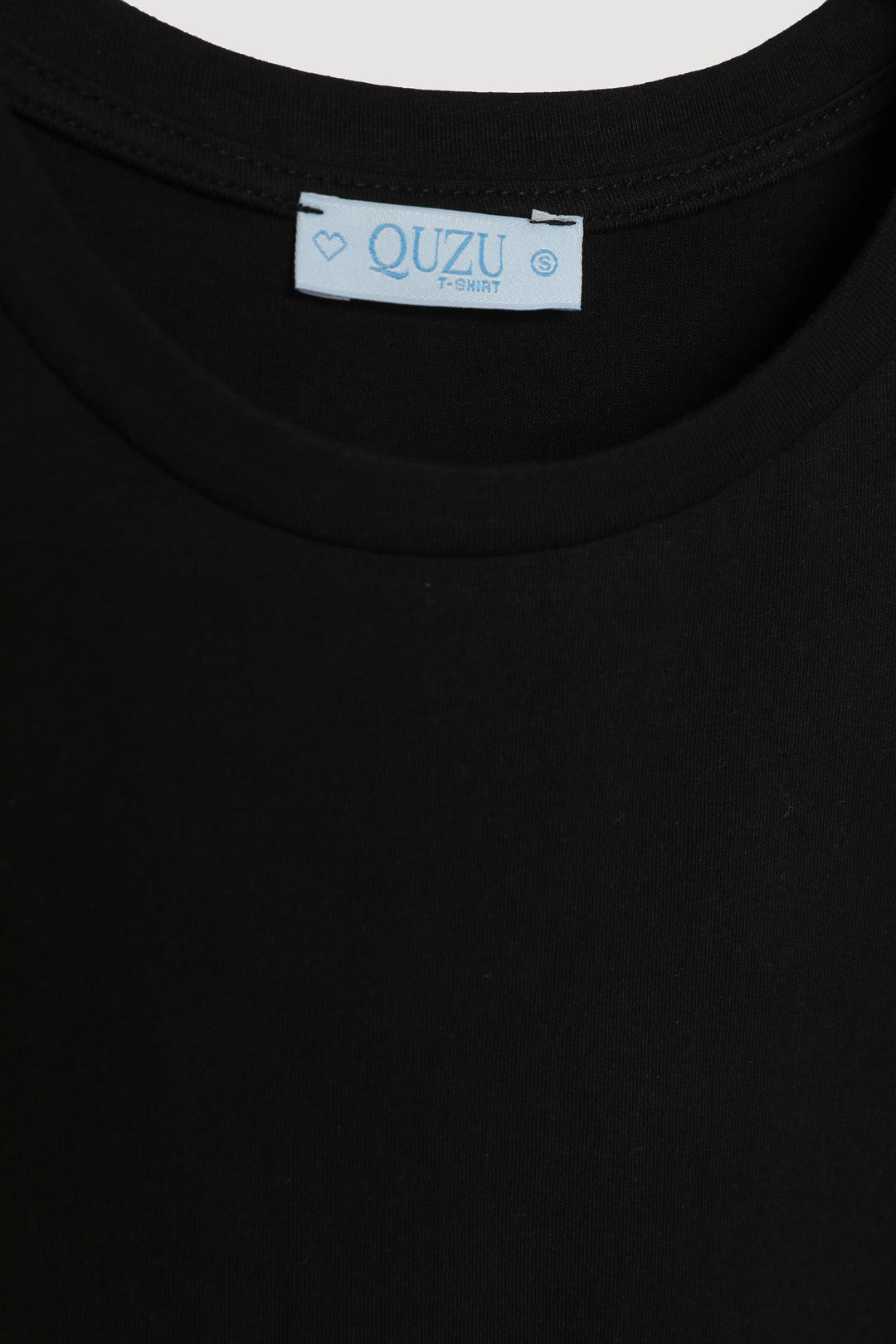 Bisiklet Yaka Oversize Basic Tişört Siyah