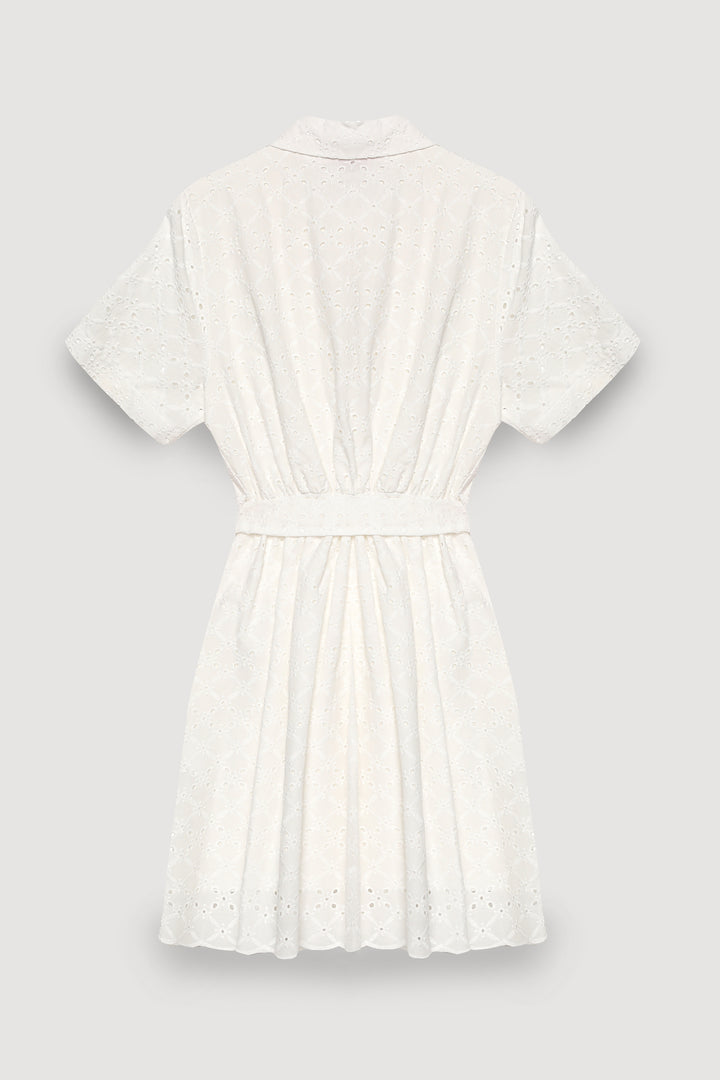 Fisto Detaylı Bağlamalı Mini Elbise Ekru