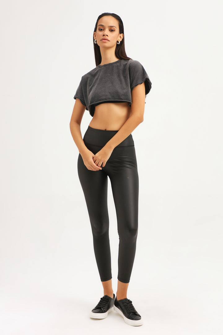 Crop Basic T-Shirt Anthracite
