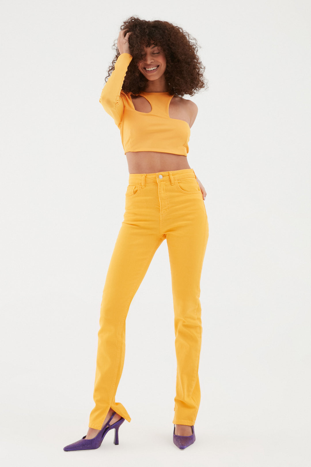 One-Shoulder Blouse Orange