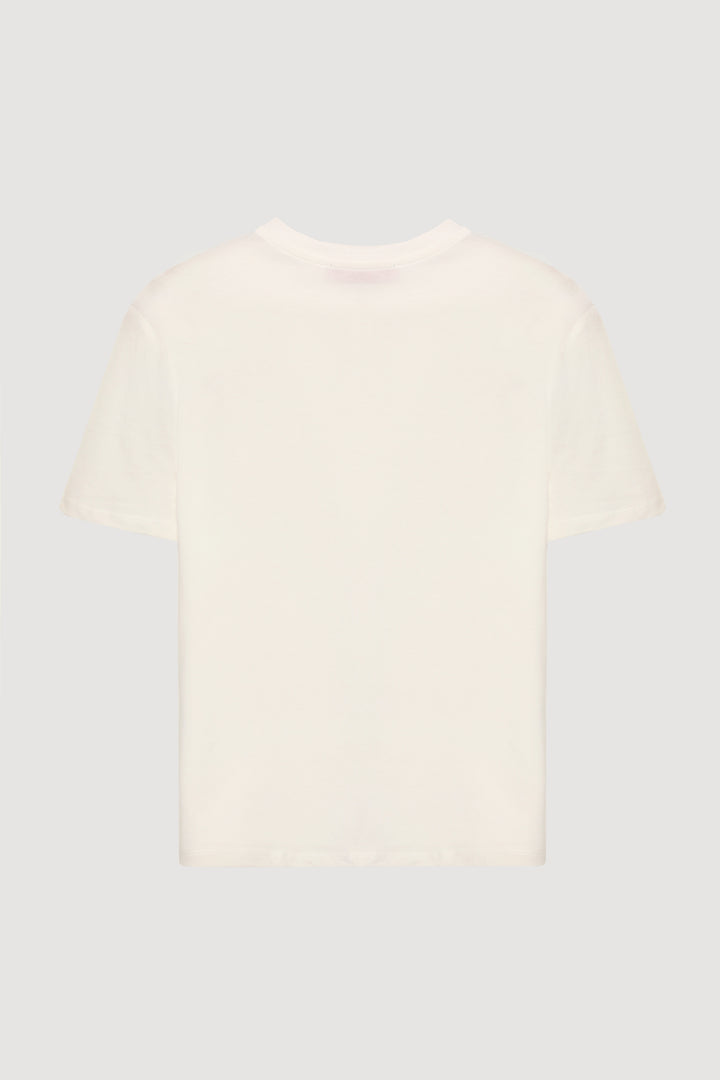 Bisiklet Yaka Oversize Basic Tişört Ekru