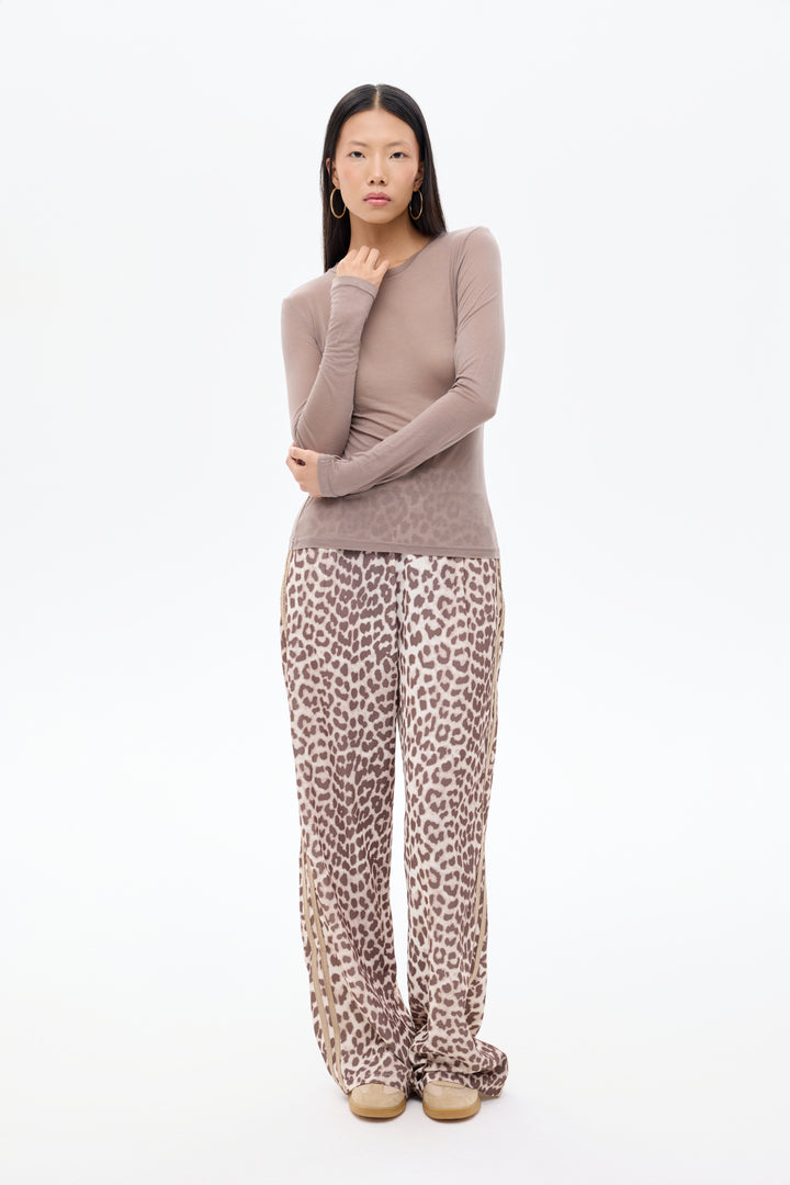 Bisiklet Yaka Basic Bluz Vizon
