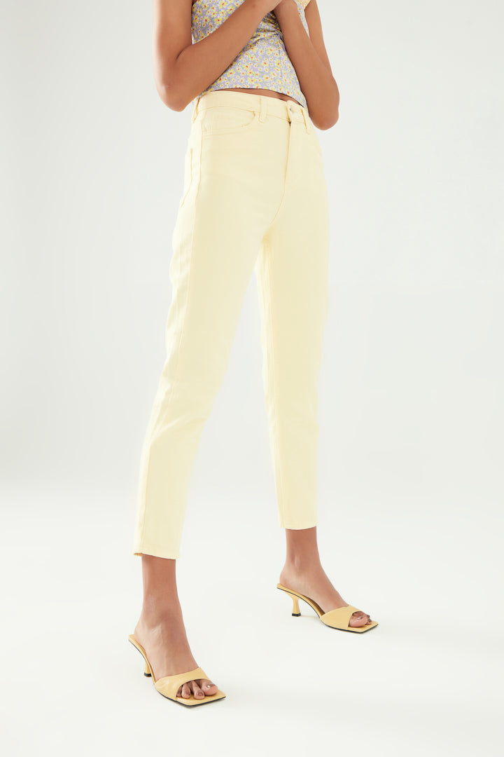 Gabardine Mom Jean Yellow