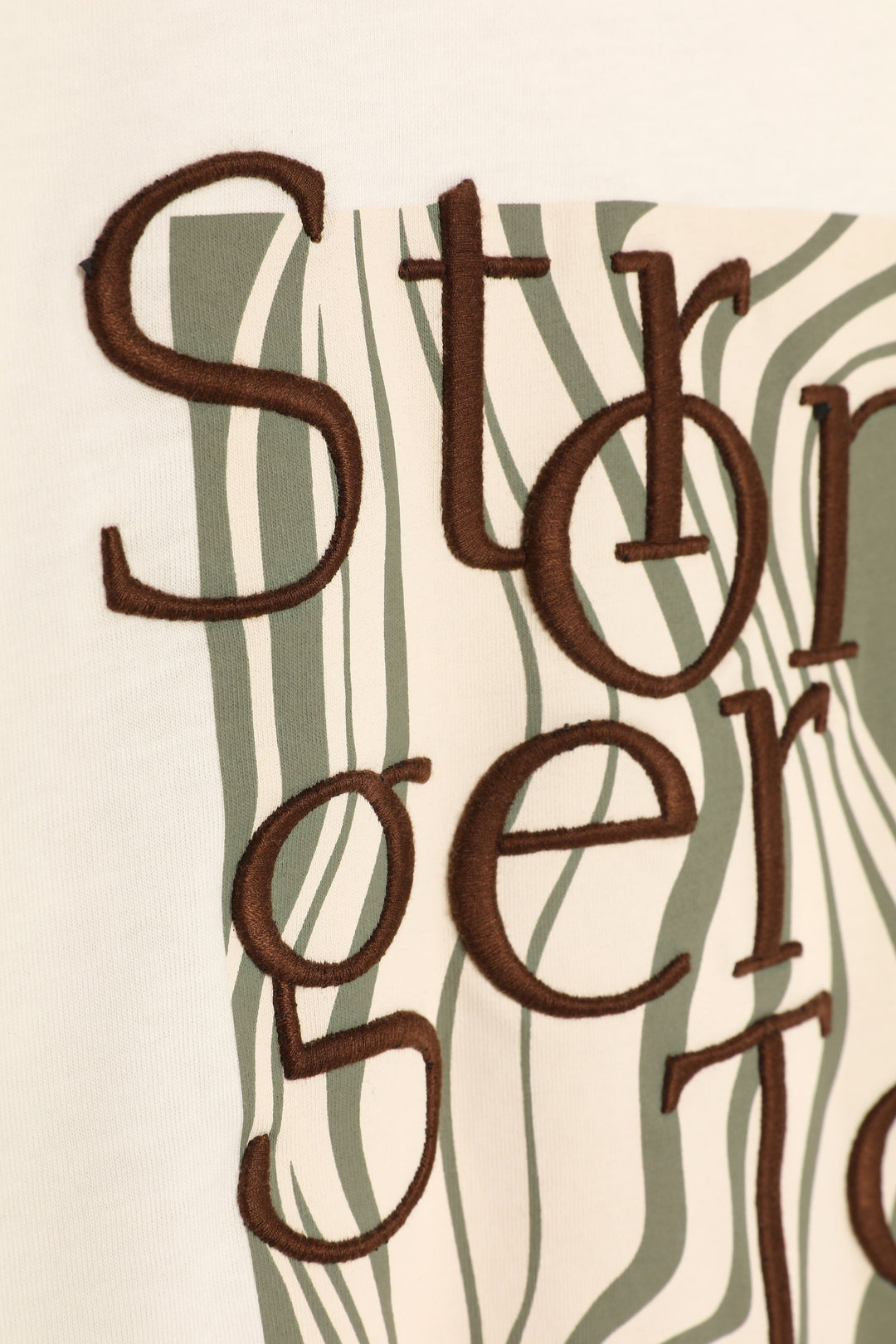 Slogan Baskılı Kısa Kol Tişört Ekru