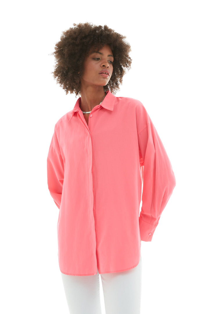 Oversize Gömlek Neon Pembe