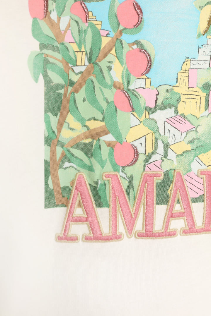 Limon Ağacı Baskılı Amalfi Yazılı Tişört Ekru