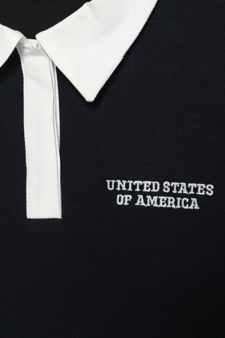 Polo Yaka Pileli Mini Elbise Lacivert