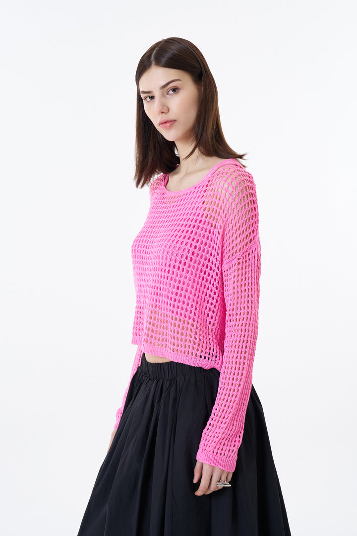 Ajurlu İkili Triko Pembe