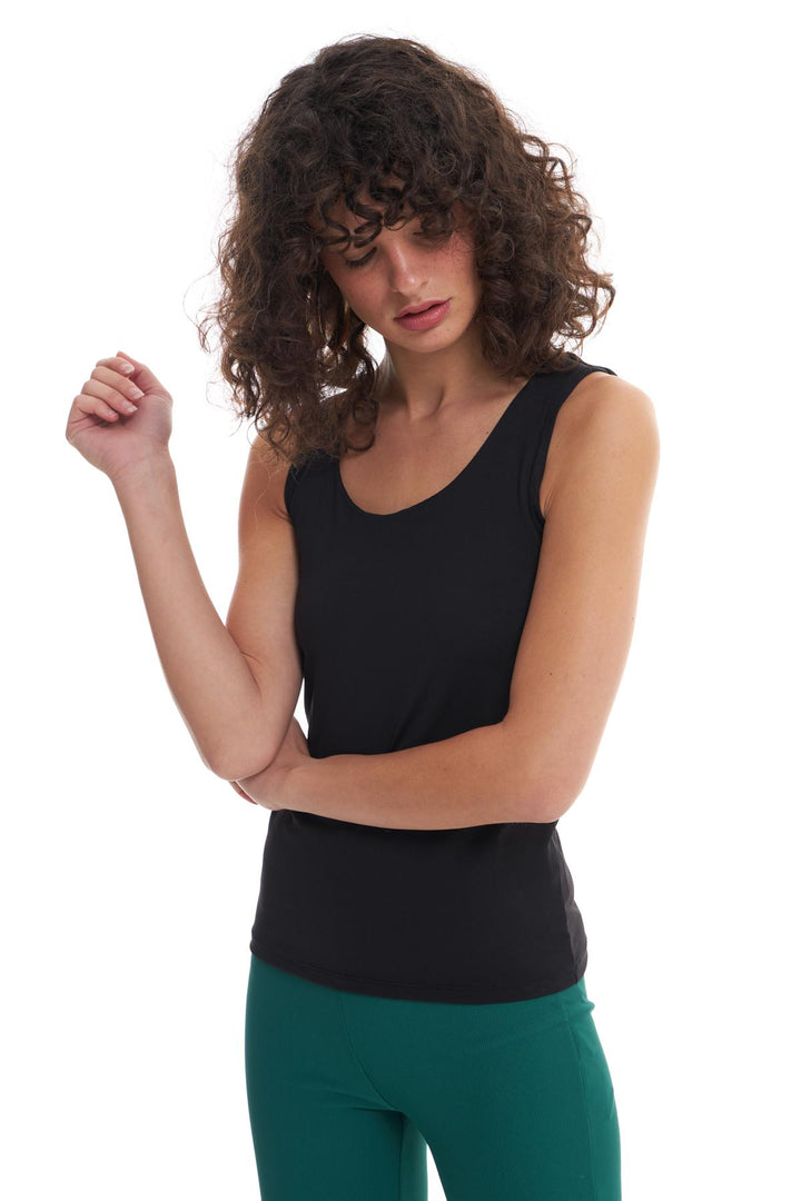 Thick Strap Basic Blouse Black