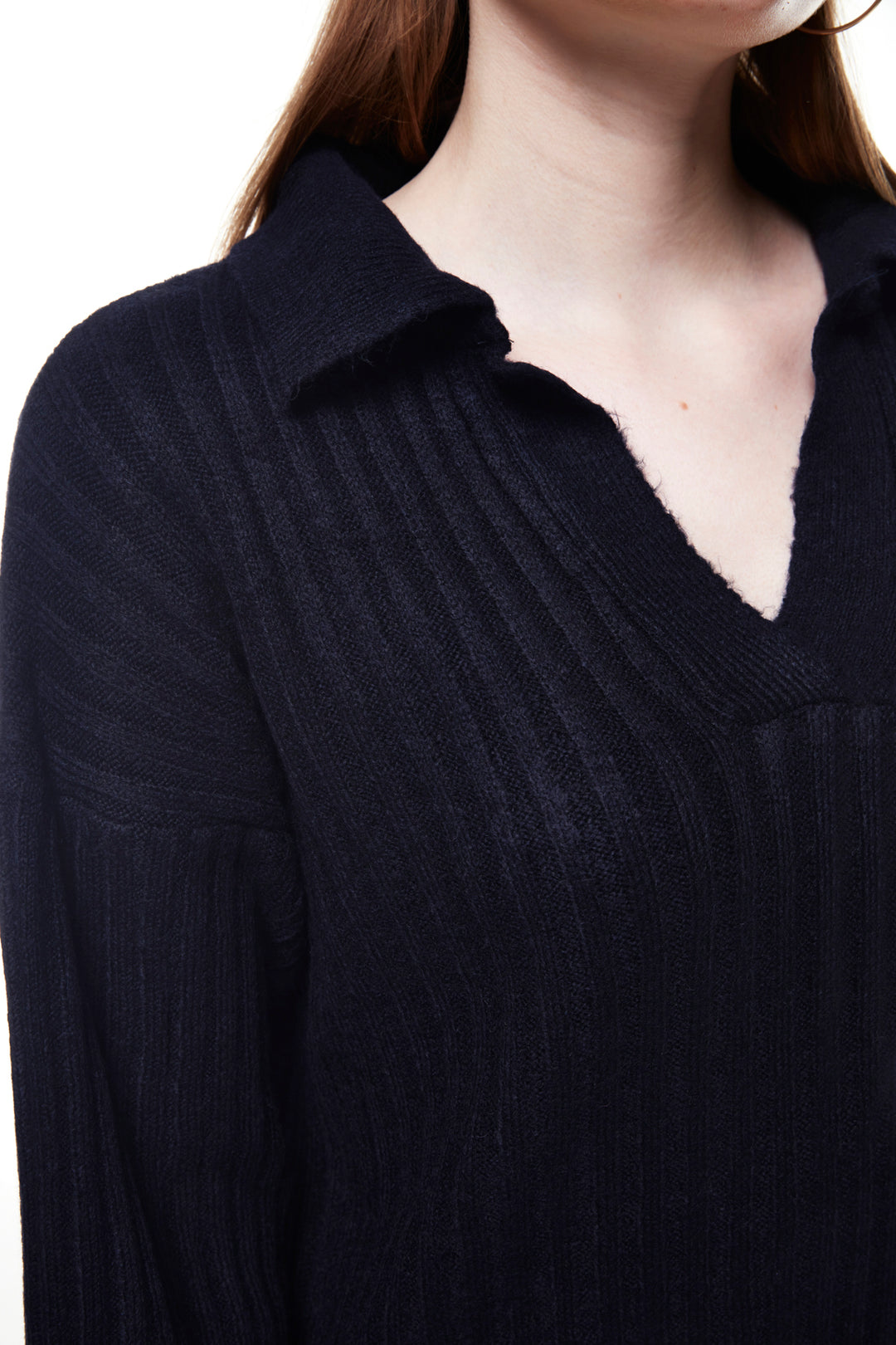Polo Neck Knitwear Sweater Navy Blue