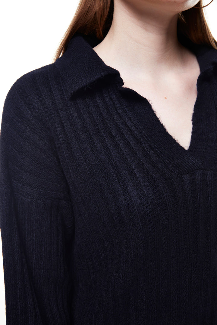 Polo Neck Knitwear Sweater Navy Blue