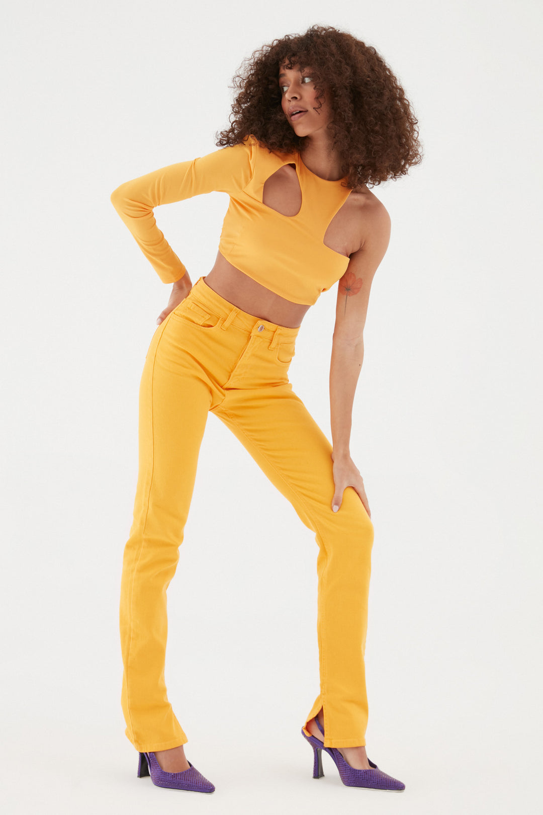 One-Shoulder Blouse Orange