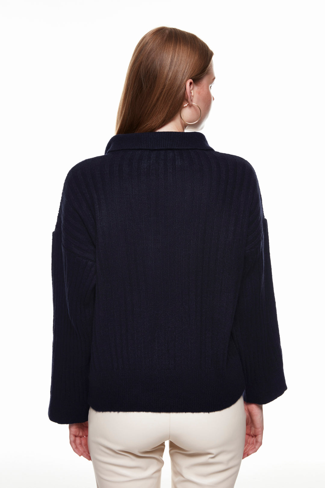 Polo Neck Knitwear Sweater Navy Blue