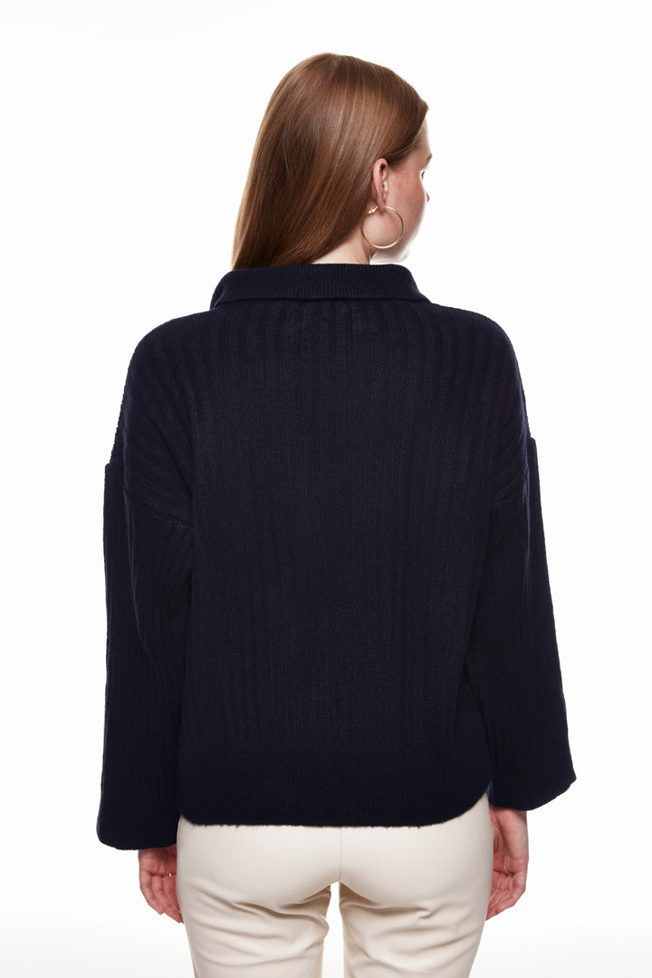 Polo Neck Knitwear Sweater Navy Blue