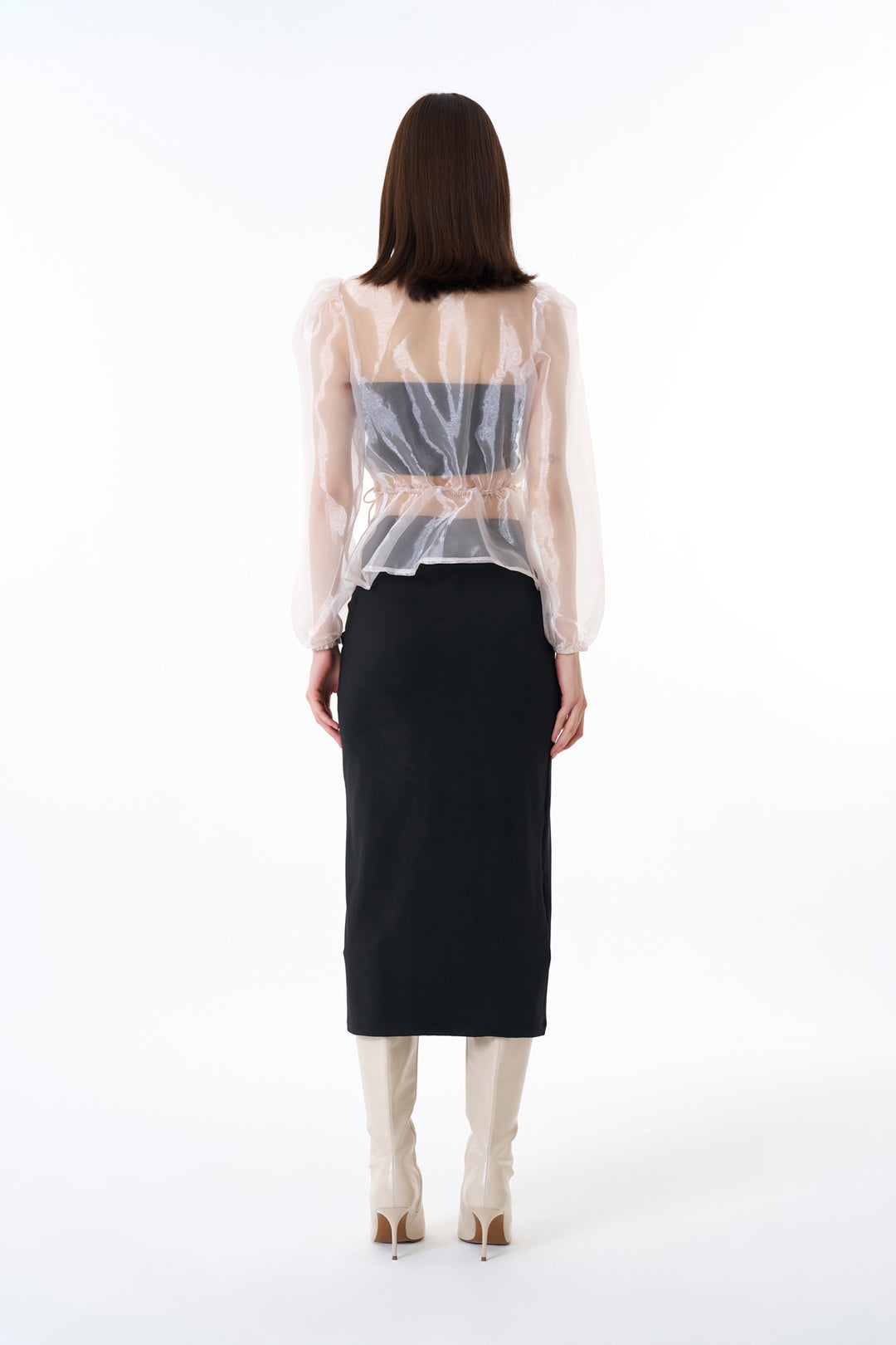 Midi Boy Düz Etek Siyah