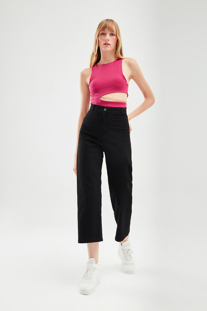 Zincirli Cut Out Bodysuit Orkide