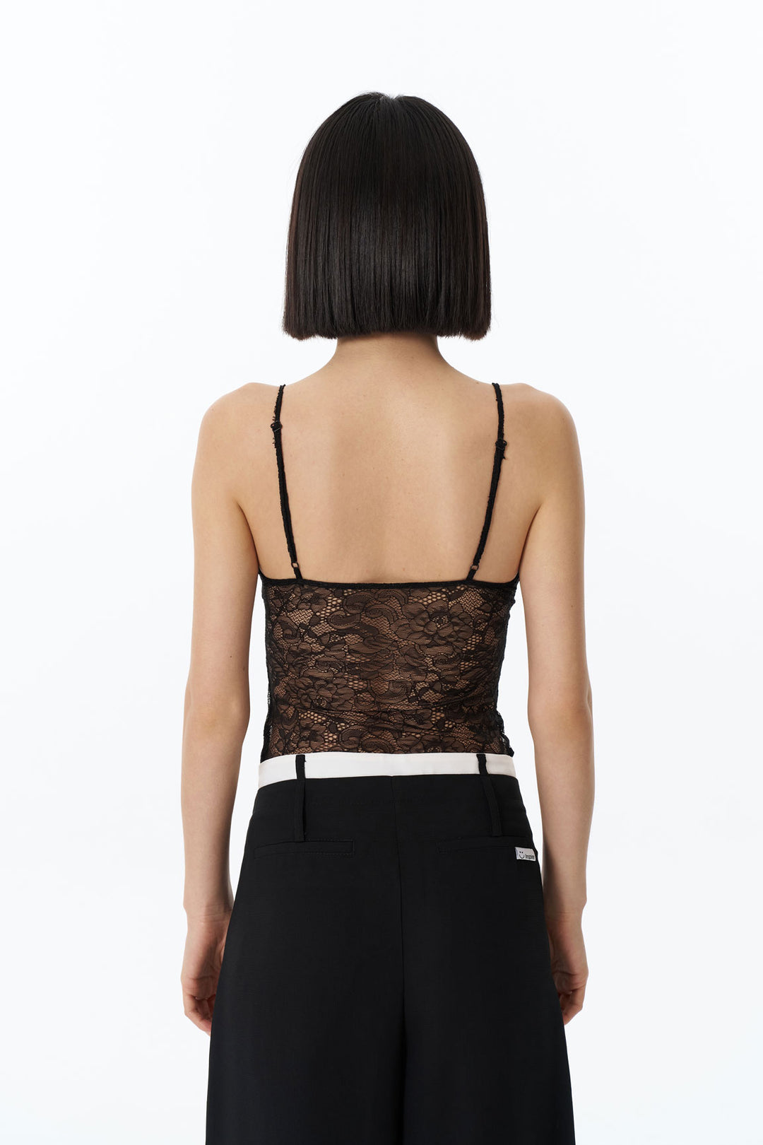 Dantelli Transparan Bodysuit Siyah