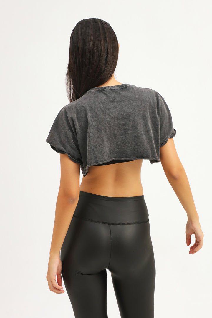 Crop Basic T-Shirt Anthracite