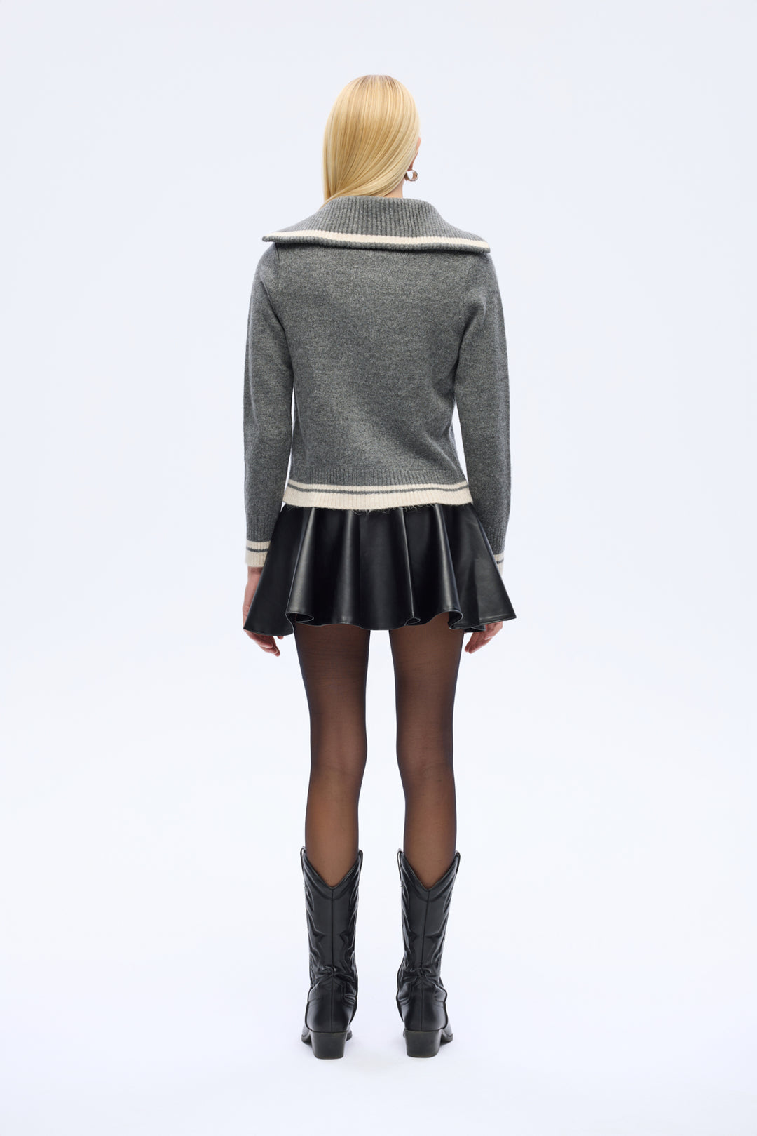 Fermuarlı Dik Yaka Triko Hırka Antrasit