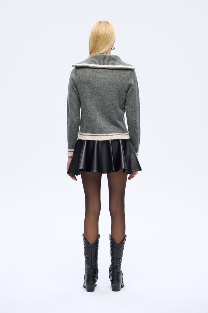 Fermuarlı Dik Yaka Triko Hırka Antrasit