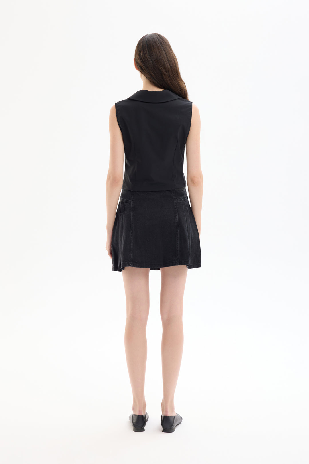 Fermuarlı Kolsuz Bluz Siyah