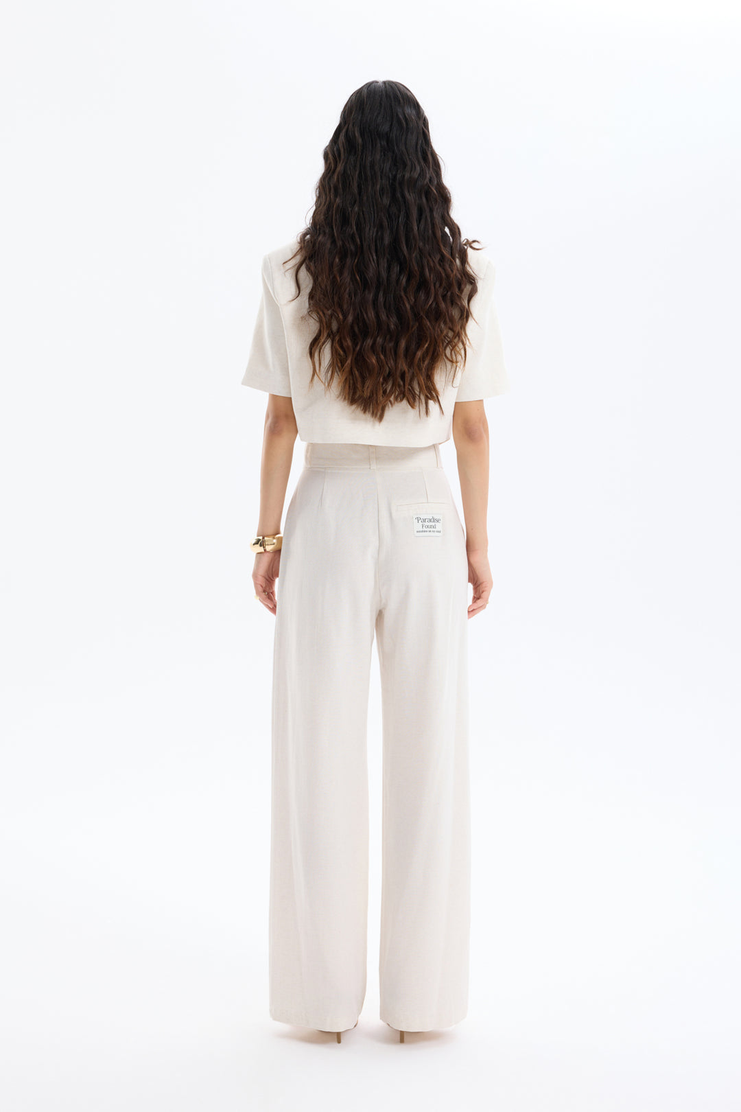 Pile Detaylı Cepli Düz Keten Pantolon Naturel