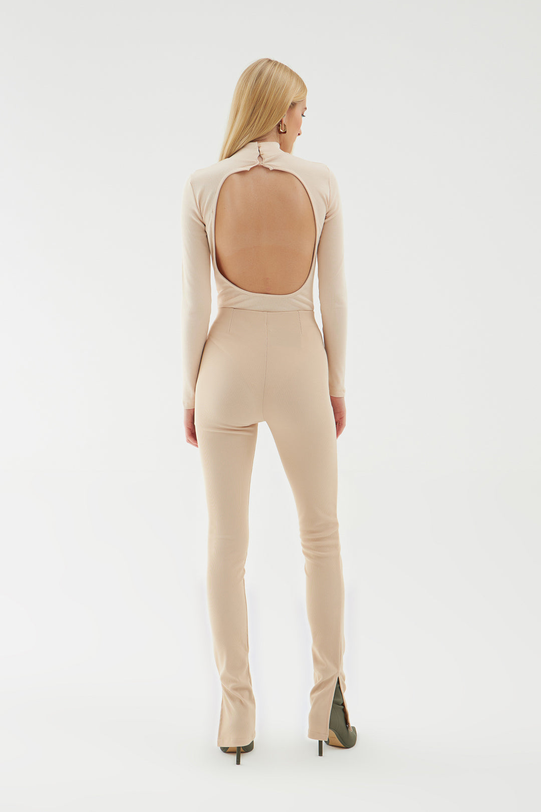 Side Slit Trousers Beige