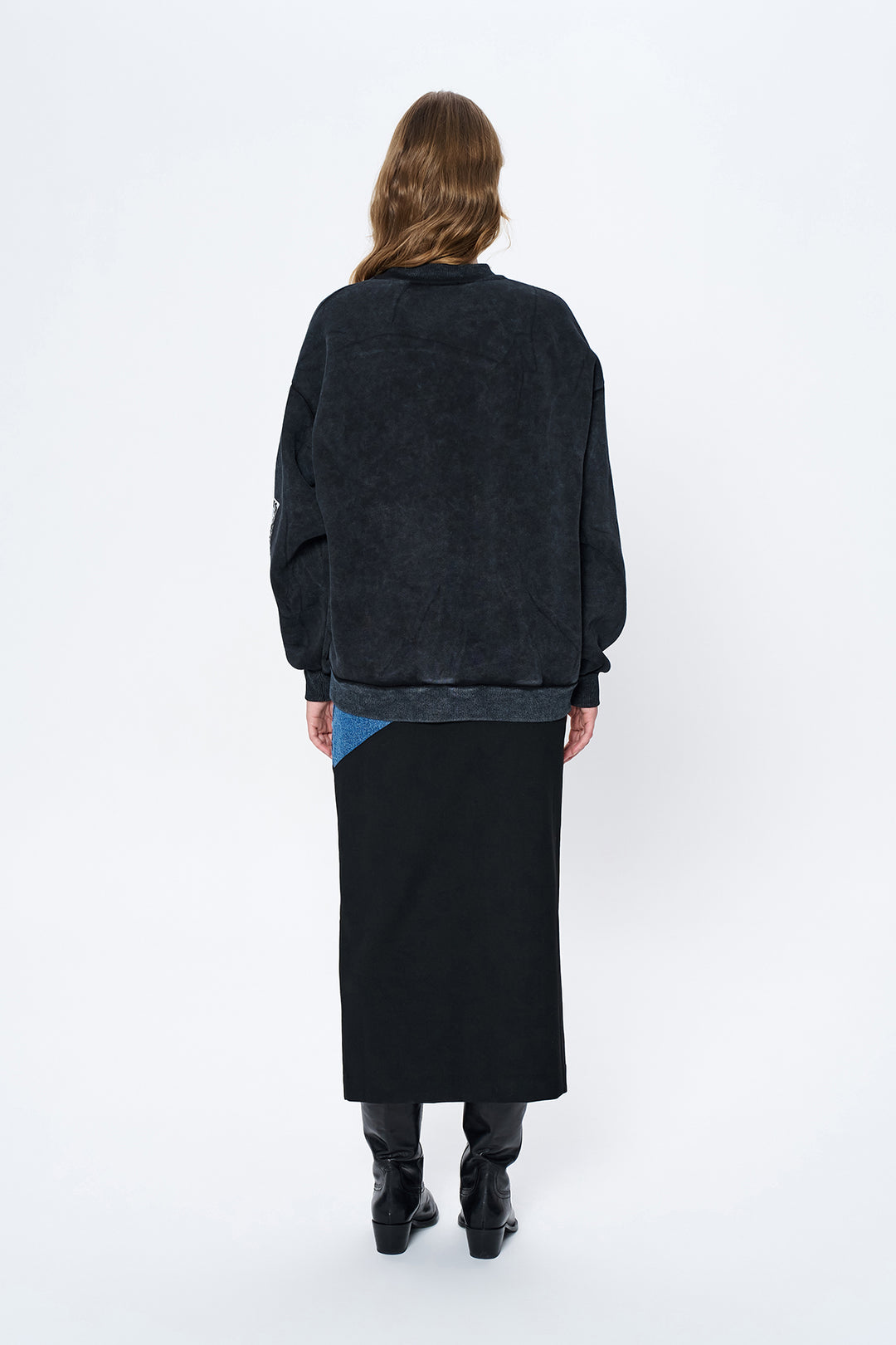 Eskitme Detaylı Patchli Sweatshirt Antrasit