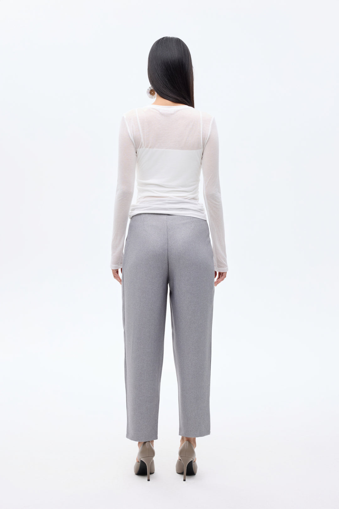 Bisiklet Yaka Basic Bluz Ekru