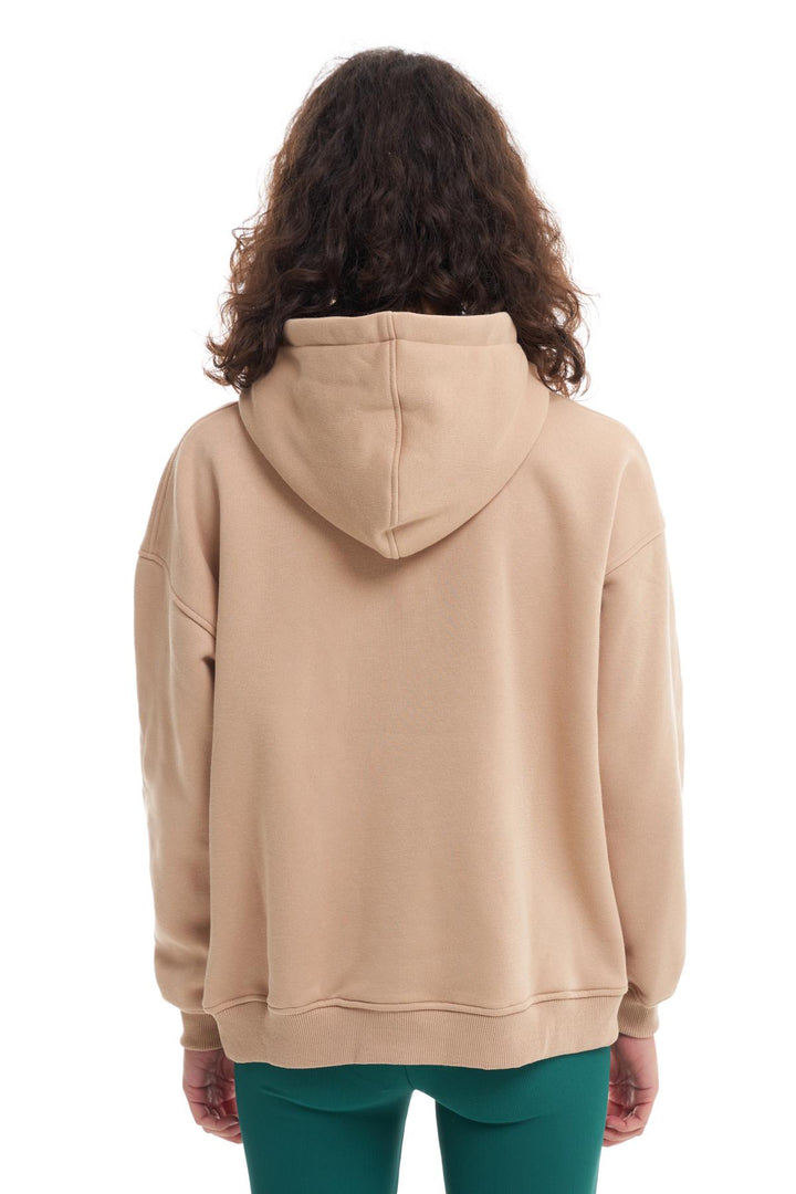 Hooded Kangaroo Pocket Sweatshirt Beige
